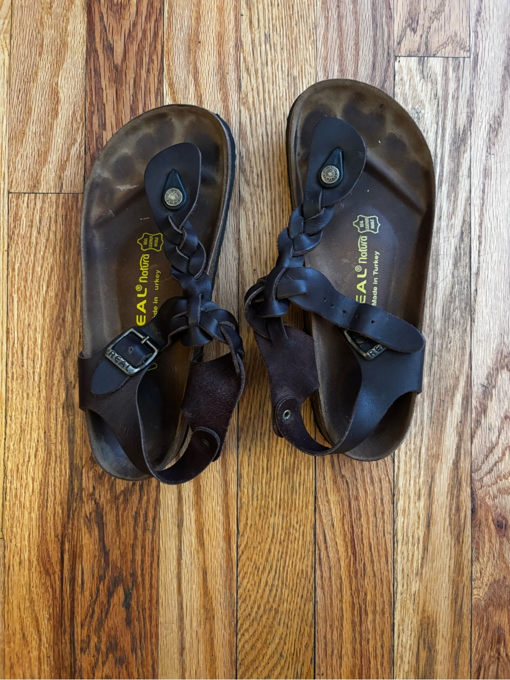 Birkenstock-like Brown Braided Leather Sandals